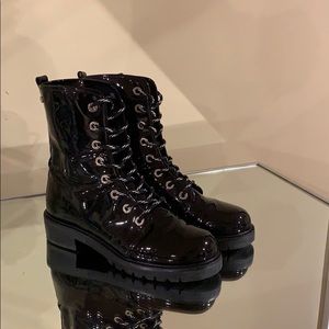 Patent Leather Combat Boots